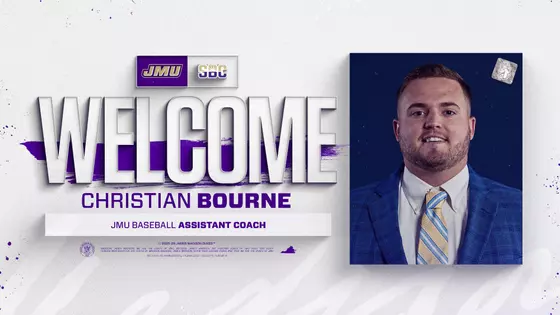 Welcome graphic for the new baseball assistant coach Christian Bourne.