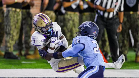Corey Scott hauls in a touchdown pass during JMU's game at Old Dominion on Sept. 26