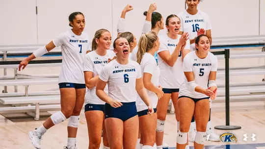 Bench celebrates during match vs. Ball State