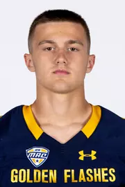 Headshot of a Kent State football player wearing a navy blue jersey with 'Golden Flashes' text in gold letters