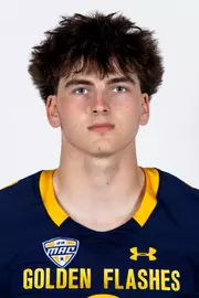 Headshot of a Kent State football player wearing a navy blue jersey with 'Golden Flashes' text in gold letters