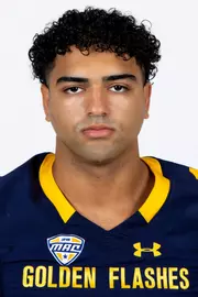 Headshot of Sayed Abuhamdeh wearing a navy blue and gold Golden Flashes jersey