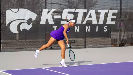 K-State Tennis vs. Baylor University , March 20, 2026. Final: KSU 2, BU 4. (Photo: Mindy Wells/K-State Sports)