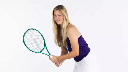 K-State Tennis vs. White Backdrop, {mmn} 9, 2026. . (Photo: Cassidy Friend/K-State Sports)