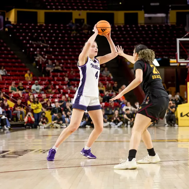 K-State Women's Basketball Arizona State University, February 1, 2026. Final: KSU 74, ASU 67.
(Photo: Gabriella Whisler/K-State Sports)