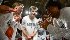MBB Huddle Pregame vs Lafayette
