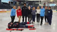 Athletic training students get practical experience treating spinal injuries on ice