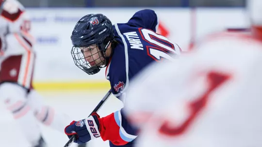 Liberty Men's D2 Hockey takes on Virginia Tech in the Lahaye Ice Center on October 17, 2025. (Photo by Emily Cuthrell)