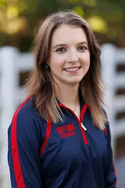 Alexandra Dixon with the Liberty Equestrian Team is photographed for Club Sports Headshots at the Liberty Mountain Equestrian Center on August 28th, 2025. (Photo by Grace Greer)