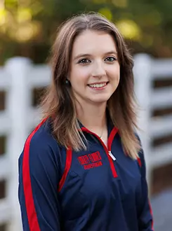 Alexandra Dixon with the Liberty Equestrian Team is photographed for Club Sports Headshots at the Liberty Mountain Equestrian Center on August 28th, 2025. (Photo by Grace Greer)