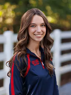 Aliyah Hardesty with the Liberty Equestrian Team is photographed for Club Sports Headshots at the Liberty Mountain Equestrian Center on August 28th, 2025. (Photo by Grace Greer)