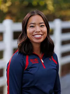 Anna Pemble with the Liberty Equestrian Team is photographed for Club Sports Headshots at the Liberty Mountain Equestrian Center on August 28th, 2025. (Photo by Grace Greer)