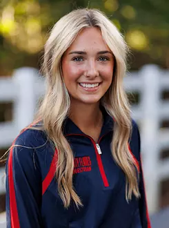 Anna Talmadge with the Liberty Equestrian Team is photographed for Club Sports Headshots at the Liberty Mountain Equestrian Center on August 28th, 2025. (Photo by Grace Greer)