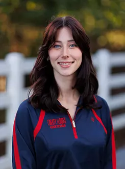 Ayva Anderson with the Liberty Equestrian Team is photographed for Club Sports Headshots at the Liberty Mountain Equestrian Center on August 28th, 2025. (Photo by Grace Greer)