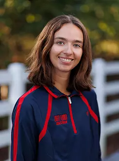 Caylan Barton with the Liberty Equestrian Team is photographed for Club Sports Headshots at the Liberty Mountain Equestrian Center on August 28th, 2025. (Photo by Grace Greer)