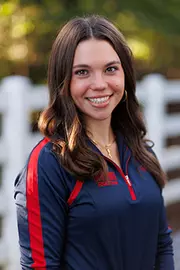 Giulia D'Addesi with the Liberty Equestrian Team is photographed for Club Sports Headshots at the Liberty Mountain Equestrian Center on August 28th, 2025. (Photo by Grace Greer)