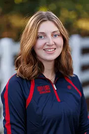 Juliana Klapper with the Liberty Equestrian Team is photographed for Club Sports Headshots at the Liberty Mountain Equestrian Center on August 28th, 2025. (Photo by Grace Greer)