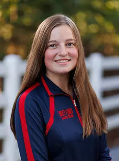 Keira Kraftson with the Liberty Equestrian Team is photographed for Club Sports Headshots at the Liberty Mountain Equestrian Center on August 28th, 2025. (Photo by Grace Greer)