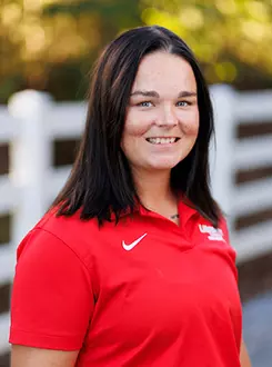 Assistant Coach Kylie Morse with the Liberty Equestrian Team is photographed for Club Sports Headshots at the Liberty Mountain Equestrian Center on August 28th, 2025. (Photo by Grace Greer)