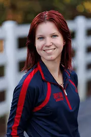 Leah Burnett with the Liberty Equestrian Team is photographed for Club Sports Headshots at the Liberty Mountain Equestrian Center on August 28th, 2025. (Photo by Grace Greer)
