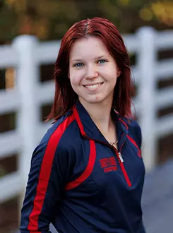 Leah Burnett with the Liberty Equestrian Team is photographed for Club Sports Headshots at the Liberty Mountain Equestrian Center on August 28th, 2025. (Photo by Grace Greer)
