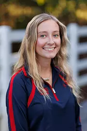 Leah Hoffman with the Liberty Equestrian Team is photographed for Club Sports Headshots at the Liberty Mountain Equestrian Center on August 28th, 2025. (Photo by Grace Greer)