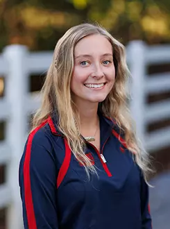 Leah Hoffman with the Liberty Equestrian Team is photographed for Club Sports Headshots at the Liberty Mountain Equestrian Center on August 28th, 2025. (Photo by Grace Greer)
