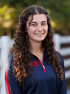 Madeleine Himmond with the Liberty Equestrian Team is photographed for Club Sports Headshots at the Liberty Mountain Equestrian Center on August 28th, 2025. (Photo by Grace Greer)