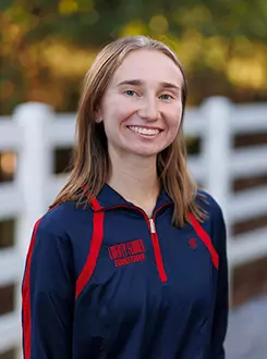 Makenzie Cox with the Liberty Equestrian Team is photographed for Club Sports Headshots at the Liberty Mountain Equestrian Center on August 28th, 2025. (Photo by Grace Greer)