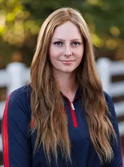 Morgen Anderson with the Liberty Equestrian Team is photographed for Club Sports Headshots at the Liberty Mountain Equestrian Center on August 28th, 2025. (Photo by Grace Greer)