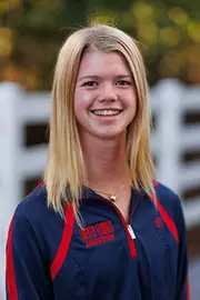 Natalie den Dulk with the Liberty Equestrian Team is photographed for Club Sports Headshots at the Liberty Mountain Equestrian Center on August 28th, 2025. (Photo by Grace Greer)