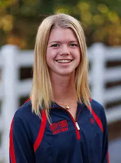 Natalie den Dulk with the Liberty Equestrian Team is photographed for Club Sports Headshots at the Liberty Mountain Equestrian Center on August 28th, 2025. (Photo by Grace Greer)
