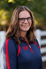 Shelby Coble with the Liberty Equestrian Team is photographed for Club Sports Headshots at the Liberty Mountain Equestrian Center on August 28th, 2025. (Photo by Grace Greer)