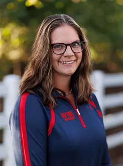 Shelby Coble with the Liberty Equestrian Team is photographed for Club Sports Headshots at the Liberty Mountain Equestrian Center on August 28th, 2025. (Photo by Grace Greer)