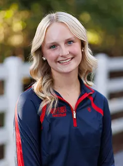 Sophia Battin with the Liberty Equestrian Team is photographed for Club Sports Headshots at the Liberty Mountain Equestrian Center on August 28th, 2025. (Photo by Grace Greer)