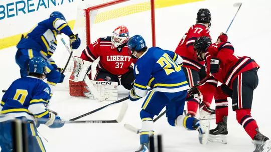 Austin Caley Liberty goalie vs. Delawar