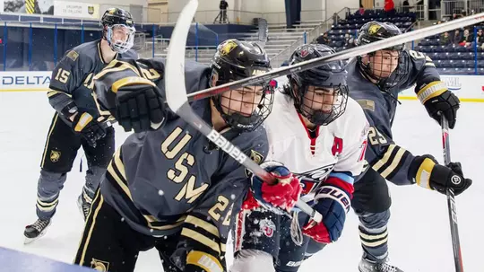 Anthony Emme battles two Black Knights against boards