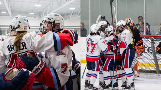 Liberty DII women's hockey celebrates opening win at ACHA