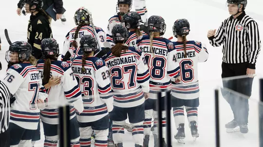 Lady Flames DI womens' hockey vs. Pride post-game