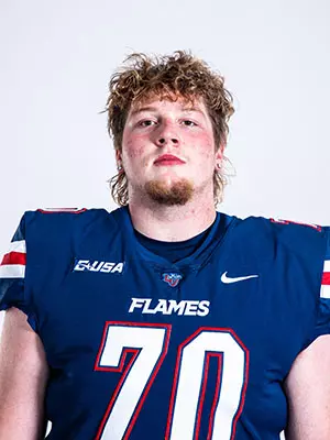 Liberty football media day on white backdrop June 19, 2024 (photo by: Emma Kendrick)