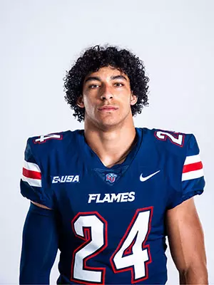 Liberty football media day on white backdrop June 20, 2024 (photo by: Emma Kendrick)