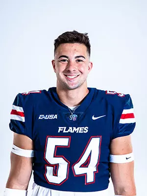 Liberty football media day on white backdrop June 27, 2024 (photo by: Emma Kendrick)