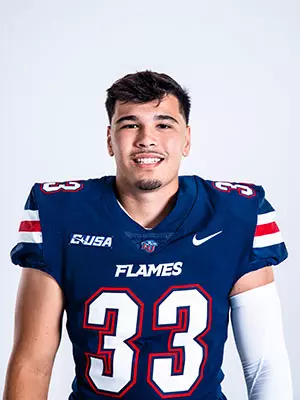 Liberty football media day on white backdrop June 20, 2024 (photo by: Emma Kendrick)
