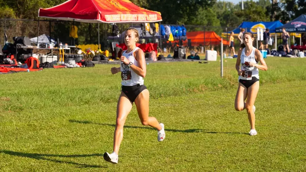 Alayna Carter (?) and Courtney Calhoun (?) running, Upstate Invite Recap