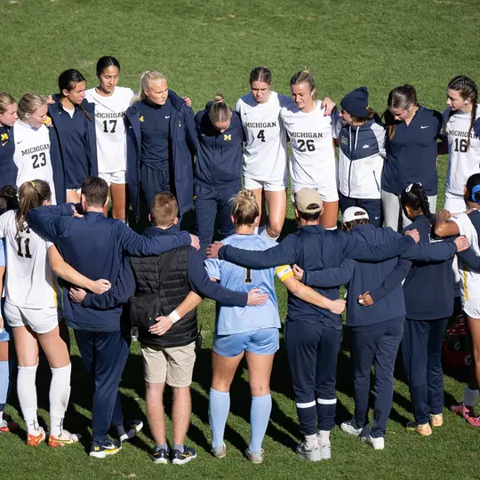 Michigan Women's Soccer Huddle