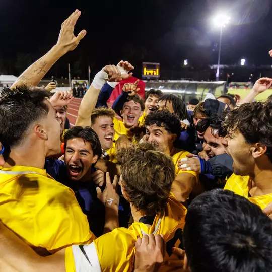 Men's soccer team celebration