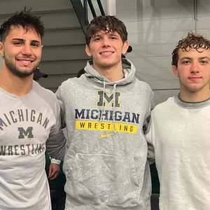 From left: Codei Khawaja, Justin Gates, Sergio Lemley (Michigan Athletics)