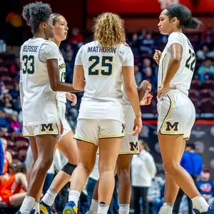 Women's basketball on-court huddle