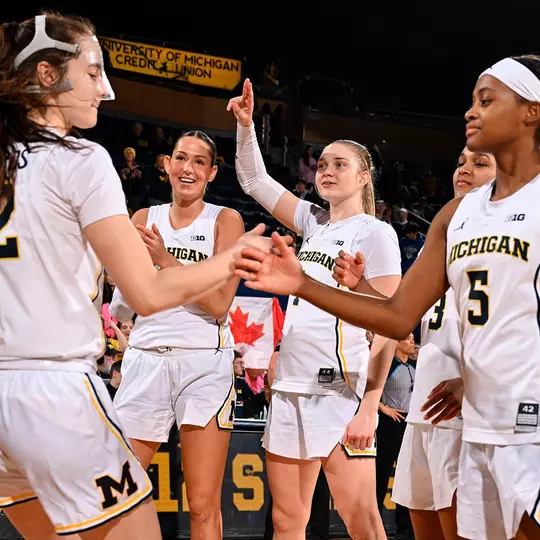 Women's Basketball Group Huddle