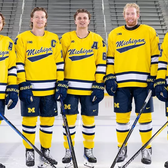 From left: Tyler Duke, T.J. Hughes, Luca Fantilli, Josh Eernisse, Keinan Draper